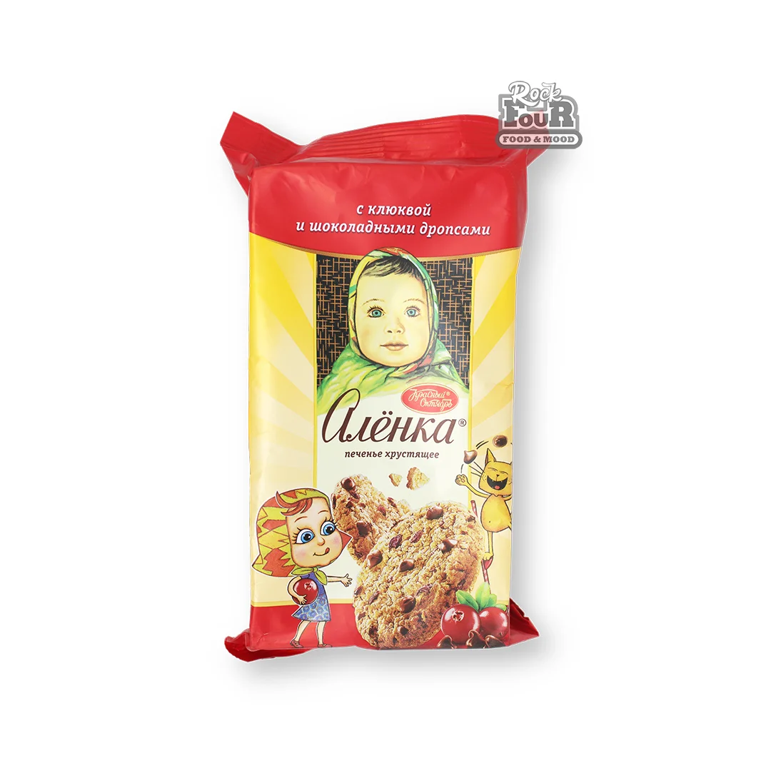 Печенье «Алёнка» с клюквой и шоколадными дропсами 140г